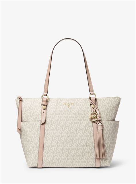 michael kors nomad large logo tote bag|Michael Michael Kors Nomad Large Top Zip Tote .